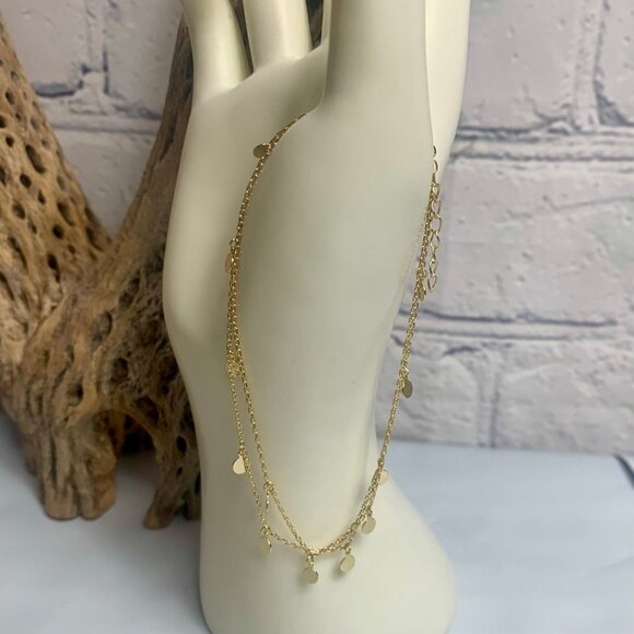 Gold Plated 925 Silver Marked CN 2-Strand Ankle Bracelet - Picture 2 of 6